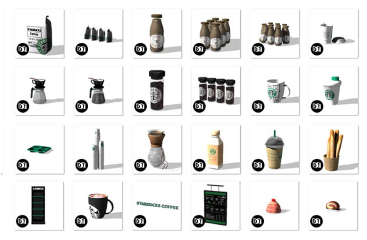 Starbucks Coffee Shop Set / Sims 4 CC