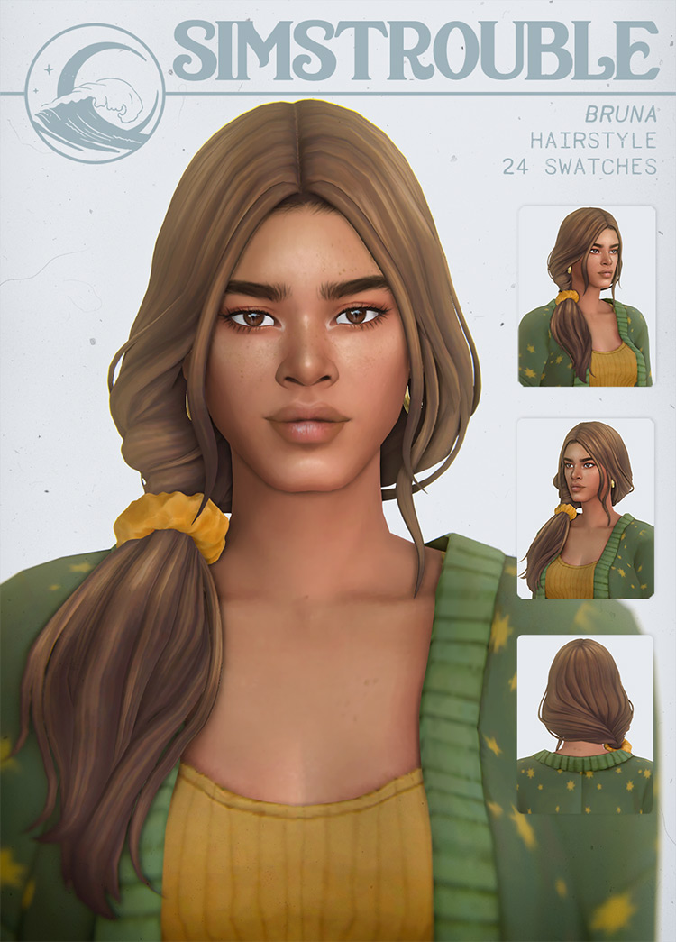 Bruna Hair Ponytail / Sims 4 CC
