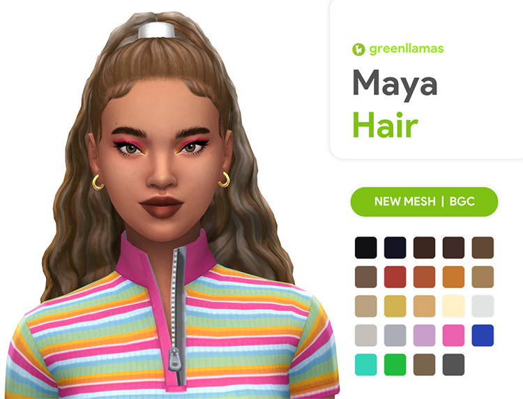 Maya Hair Ponytail (Wavy) / Sims 4 CC