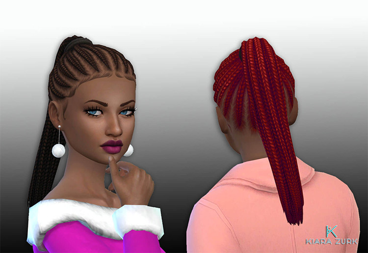 Braided Ponytail Hair for Girls / Sims 4 CC