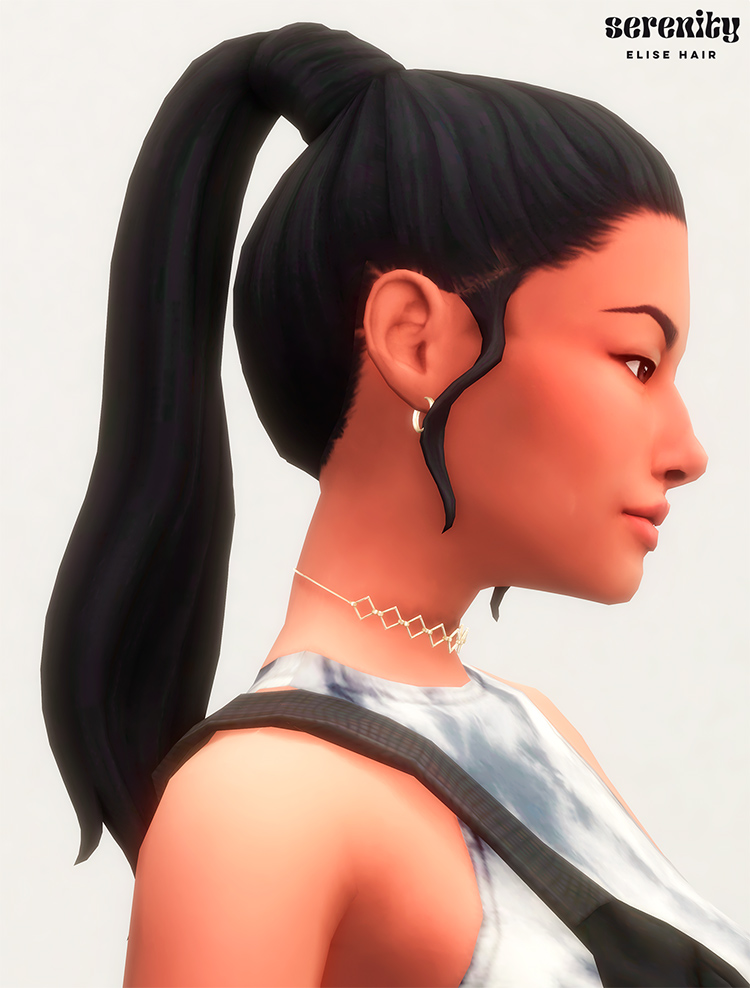 Elise Hair Long Ponytail (Energia Set) / Sims 4 CC