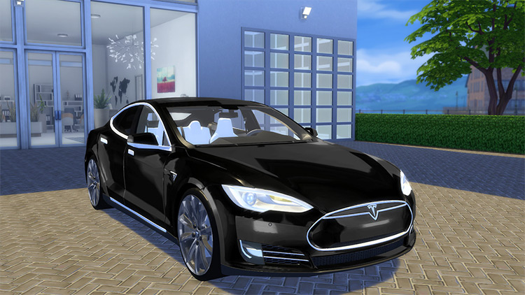 Black Tesla Model S P90D (2015) Sims 4 CC