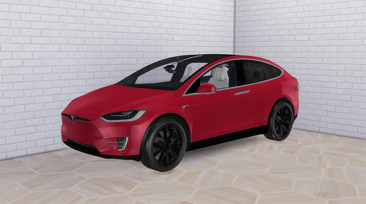 Red Tesla Model X (2019) Sims 4 CC