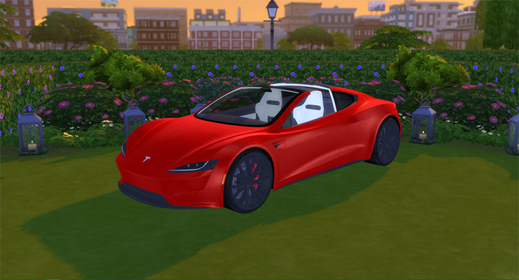 Red Tesla Roadster (2020) Sims 4 CC
