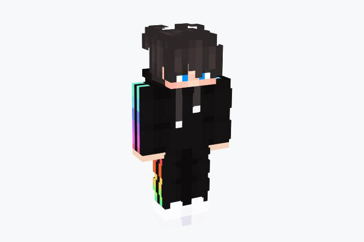 Black Hoodie with Rainbow Stripes (Boy) Minecraft Skin