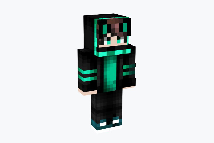 Neko Boy Green & Black Hoodie / Minecraft Skin