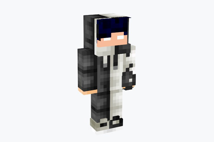 Cool White & Black Hoodie Boy Skin For Minecraft