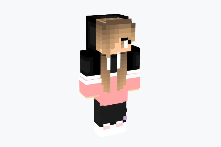 Pink+Black Hoodie Girl / Minecraft Skin