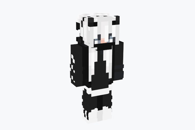 White Hair Ninja Girl in Black Hoodie / Minecraft Skin