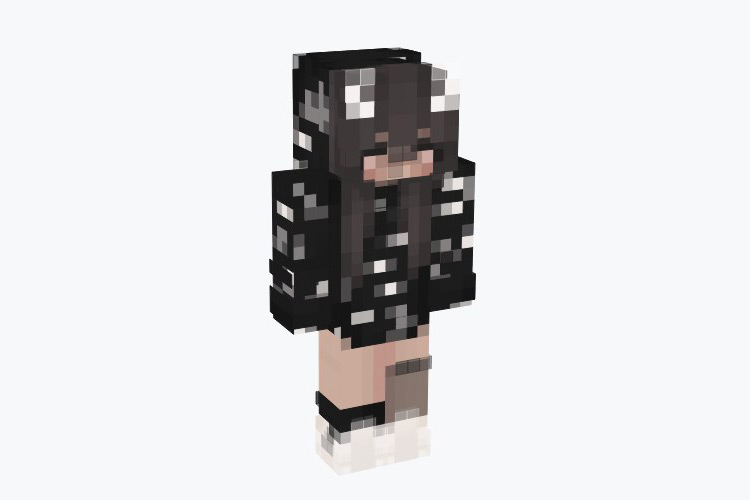 Black & White Cloud Hoodie Girl / Minecraft Skin