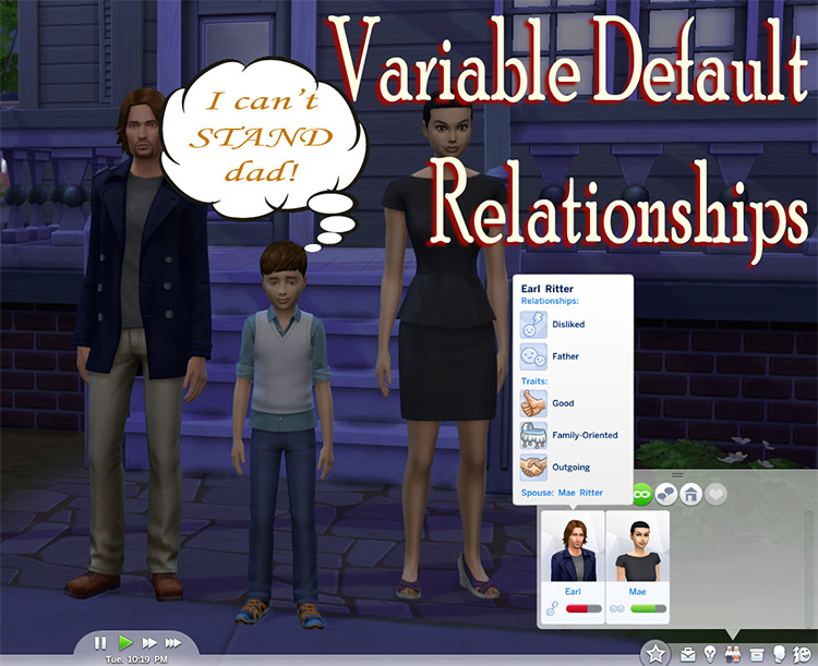 Variable Default Relationships Mod by scumbumbo Sims 4 CC