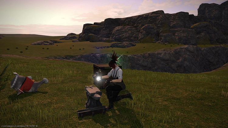 Peaceful Crafting on the Azim Steppe at dawn / FFXIV