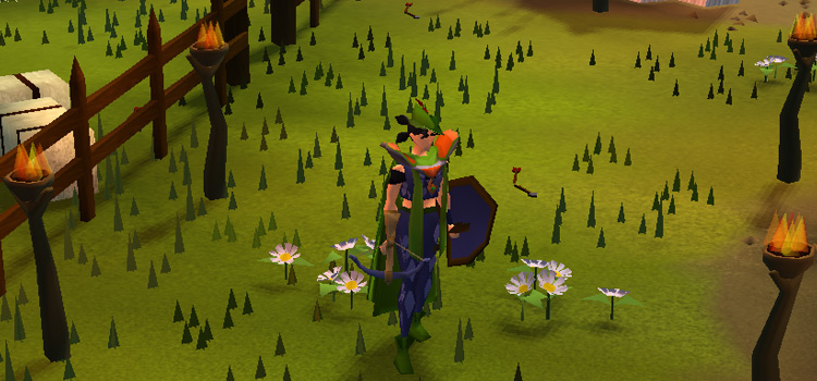 Player equipped with Blue d’hide Chaps (OSRS)