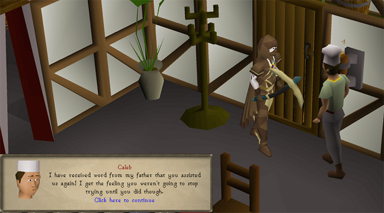 Caleb inside his house in Catherby / OSRS