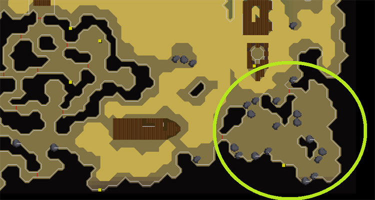 Lobstrosities Underwater location circled on map / OSRS