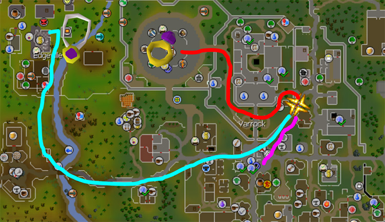 Routes for getting to the Varrock Sewers (Map) / OSRS