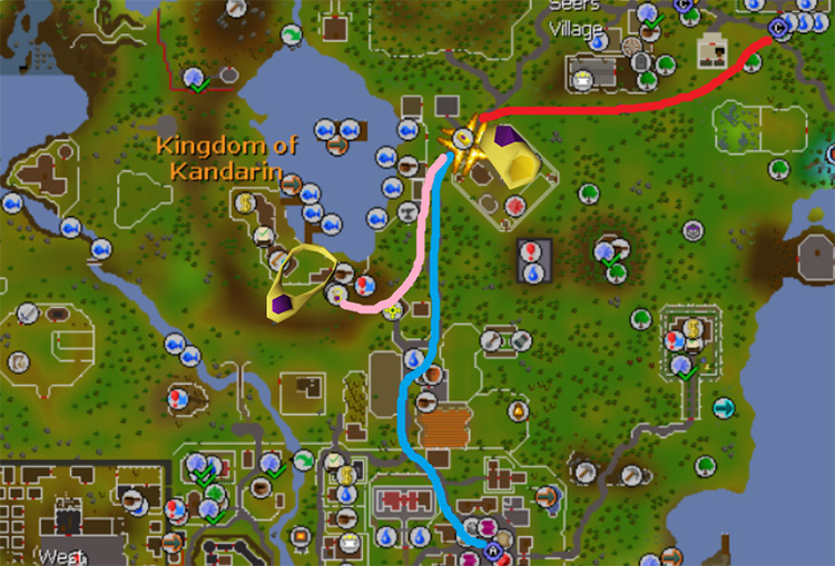 Ranging Guild location + routes on map / OSRS