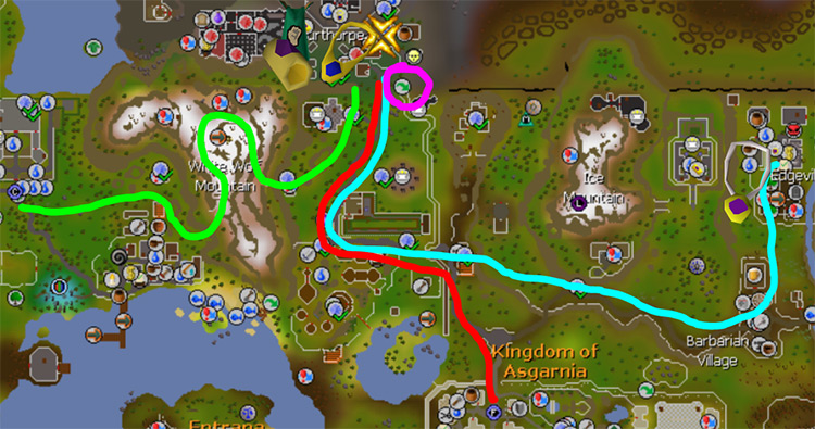 Burthorpe location and routes / OSRS