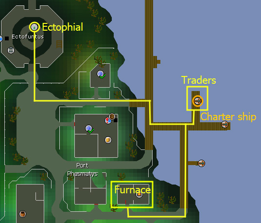 Port Phasmatys teleport, store, and furnace / OSRS