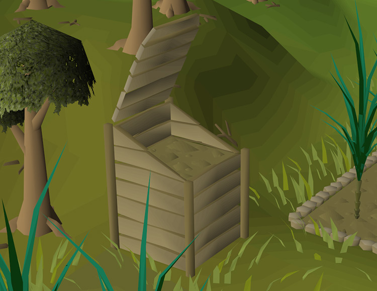 A normal compost bin on the Catherby farm / OSRS