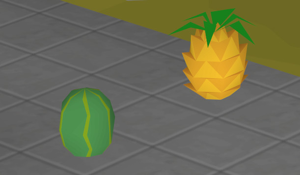 Watermelon (left), pineapple (right) / Old School RuneScape