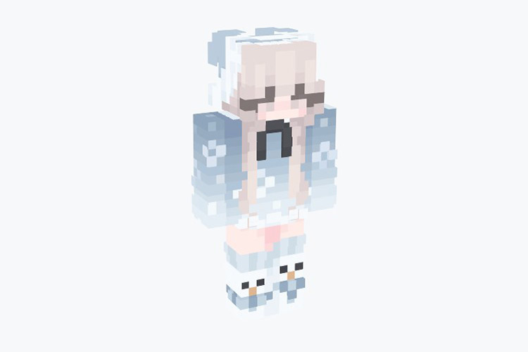 Blue Winter-themed Egirl Skin For Minecraft