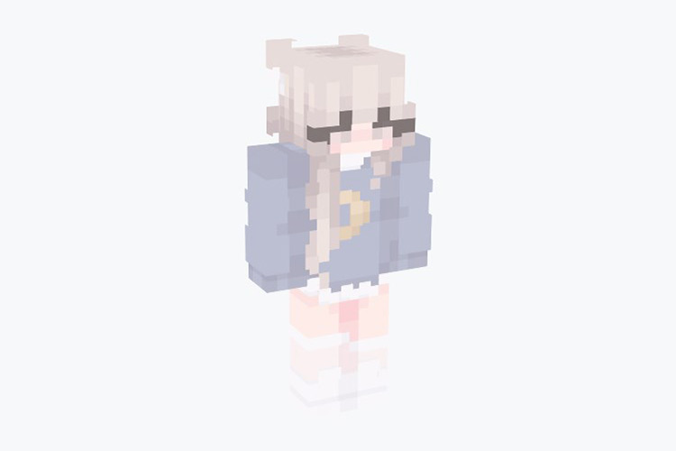 Cozy bleach blonde E-Girl with Bow / Minecraft Skin