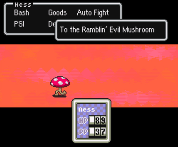 Ramblin Evil Mushroom in battle / Earthbound