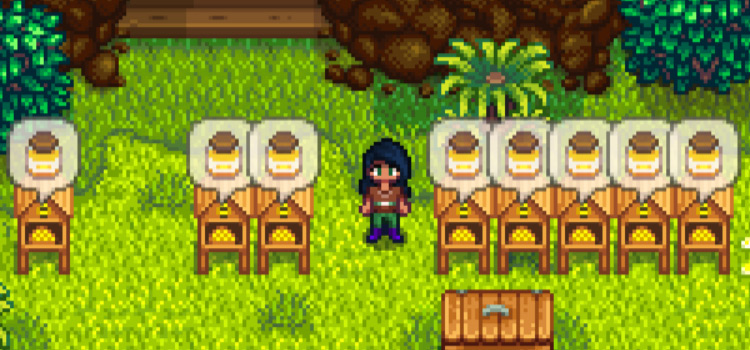 Bee Houses ready to harvest Honey (Stardew Valley)