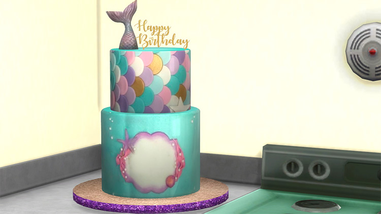 Mermaid Cake with Happy Birthday Topper / Sims 4 CC
