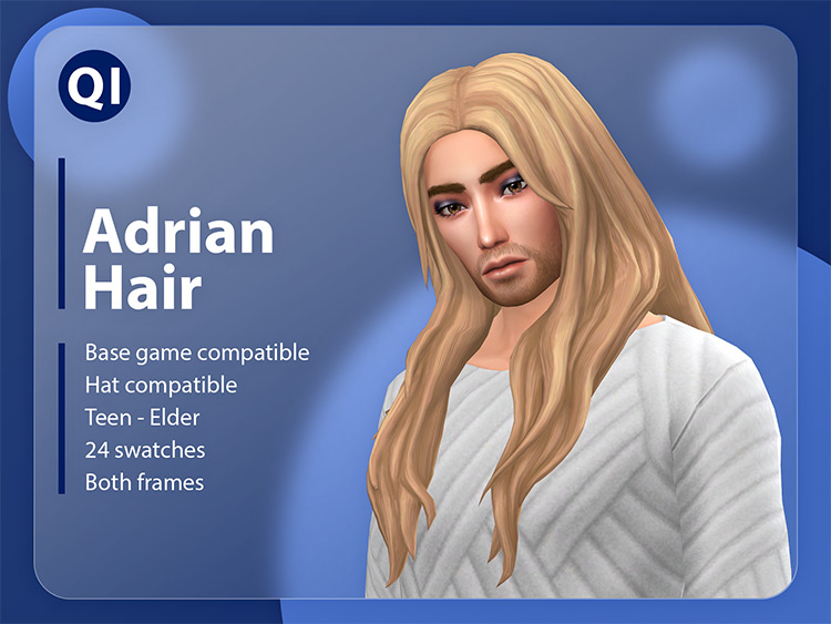 Adrian Hair (Male Long Wavy Hair) / Sims 4 CC