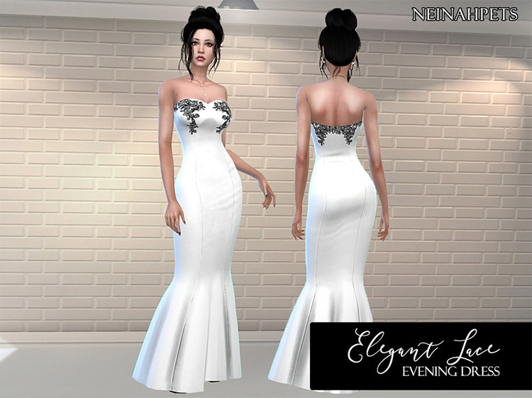 Elegant Lace Evening Gown / Sims 4 CC