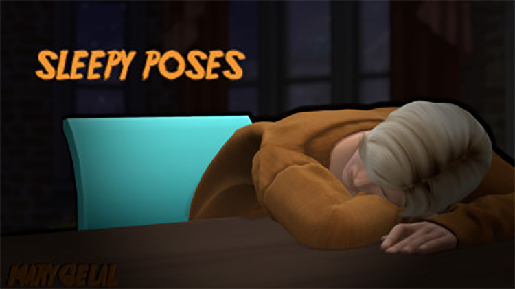 Sleepy Work Desk Pose / Sims 4 Pose Pack