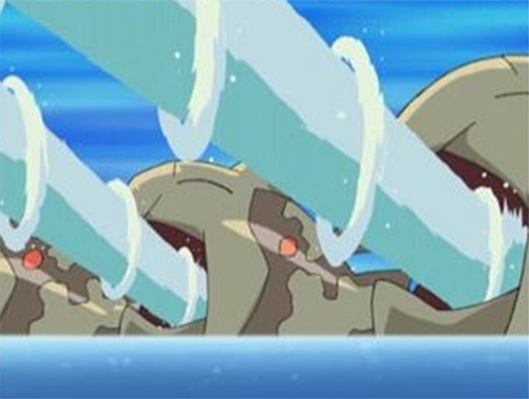 Relicanth in battle in the anime