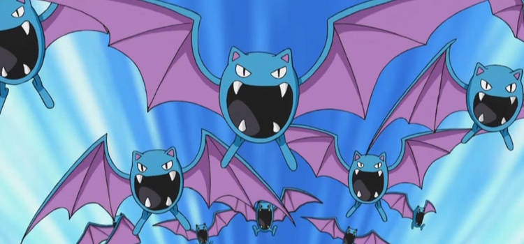 Golbats flying together, anime screenshot