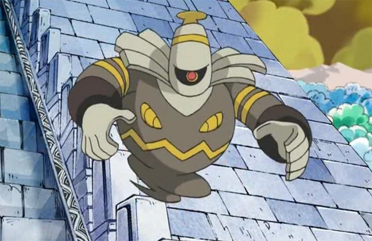Dusknoir ghost style creature, screenshot from the Pokemon anime