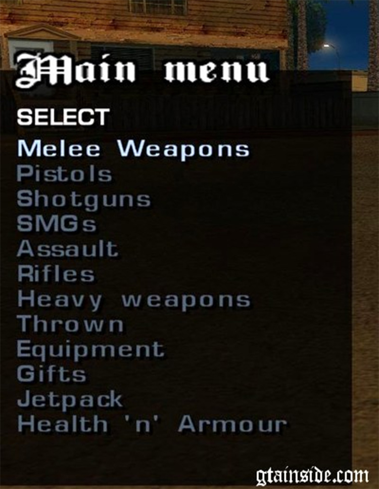 Weapon Menu Mod SA