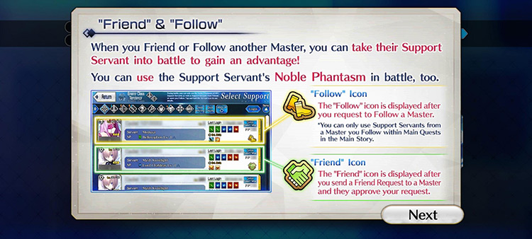 Friend & Follow Features / Fate/Grand Order