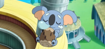Komala Sleeping With Log - Pokémon Anime