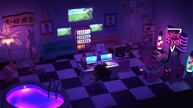 Vaporwave Basement Gamer Room - New Horizons Idea