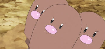 Dugtrio Pokémon close-up anime screenshot