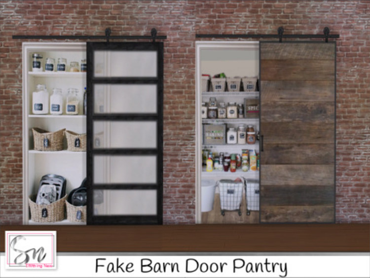 Fake Barn Door Pantry by SIMthing New for Sims 4