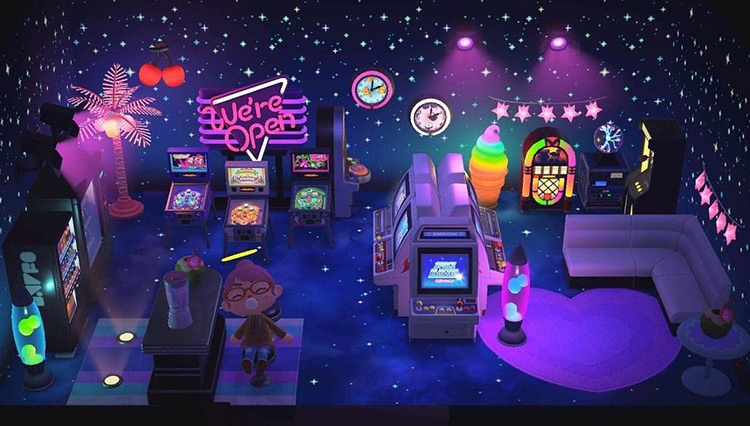 Bright Neon Arcade Game Room - ACNH
