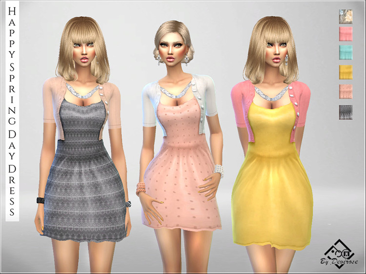 Happy Spring Day Dress CC for The Sims 4