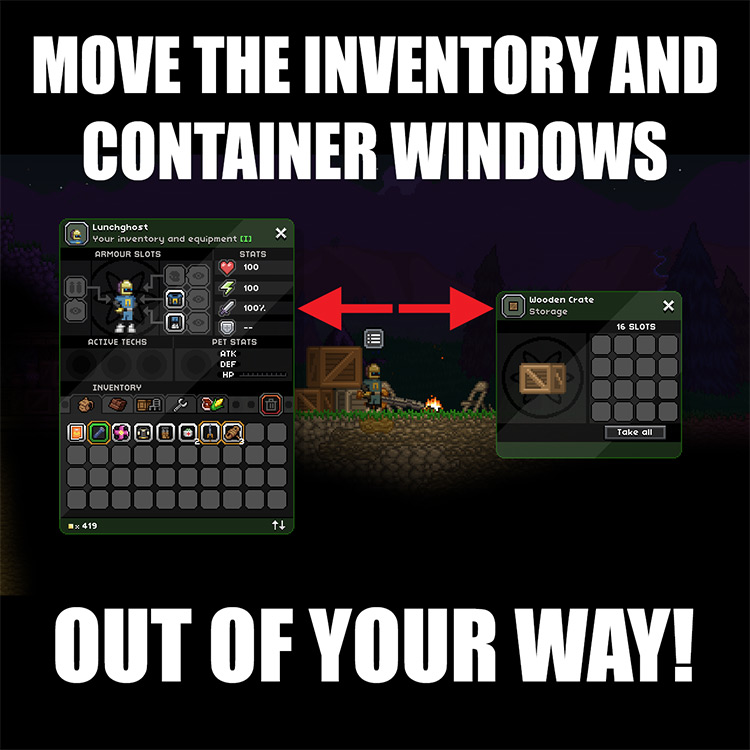 Container UI Tweaks Starbound Mod