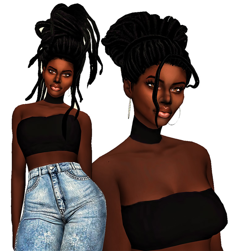 Messy Bun Dreads CC - Sims 4