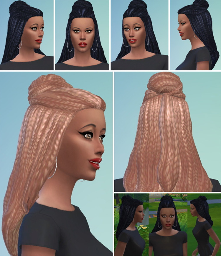 Braid Bun CC - Sims 4