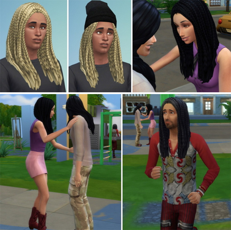 City Braids Male + Female CC - Sims 4