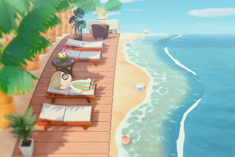 Sunbathing Deck on the beach - ACNH Idea