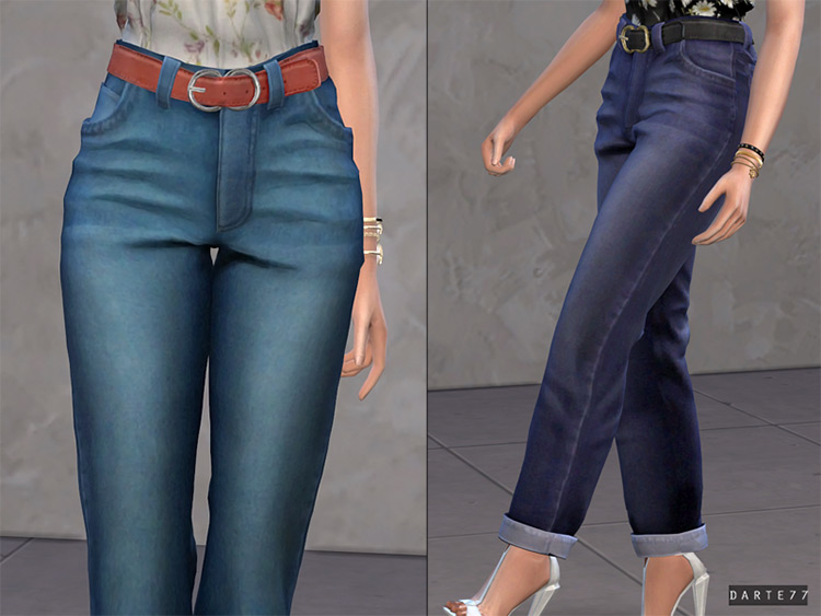 Belted Mom Jeans CC - Sims 4